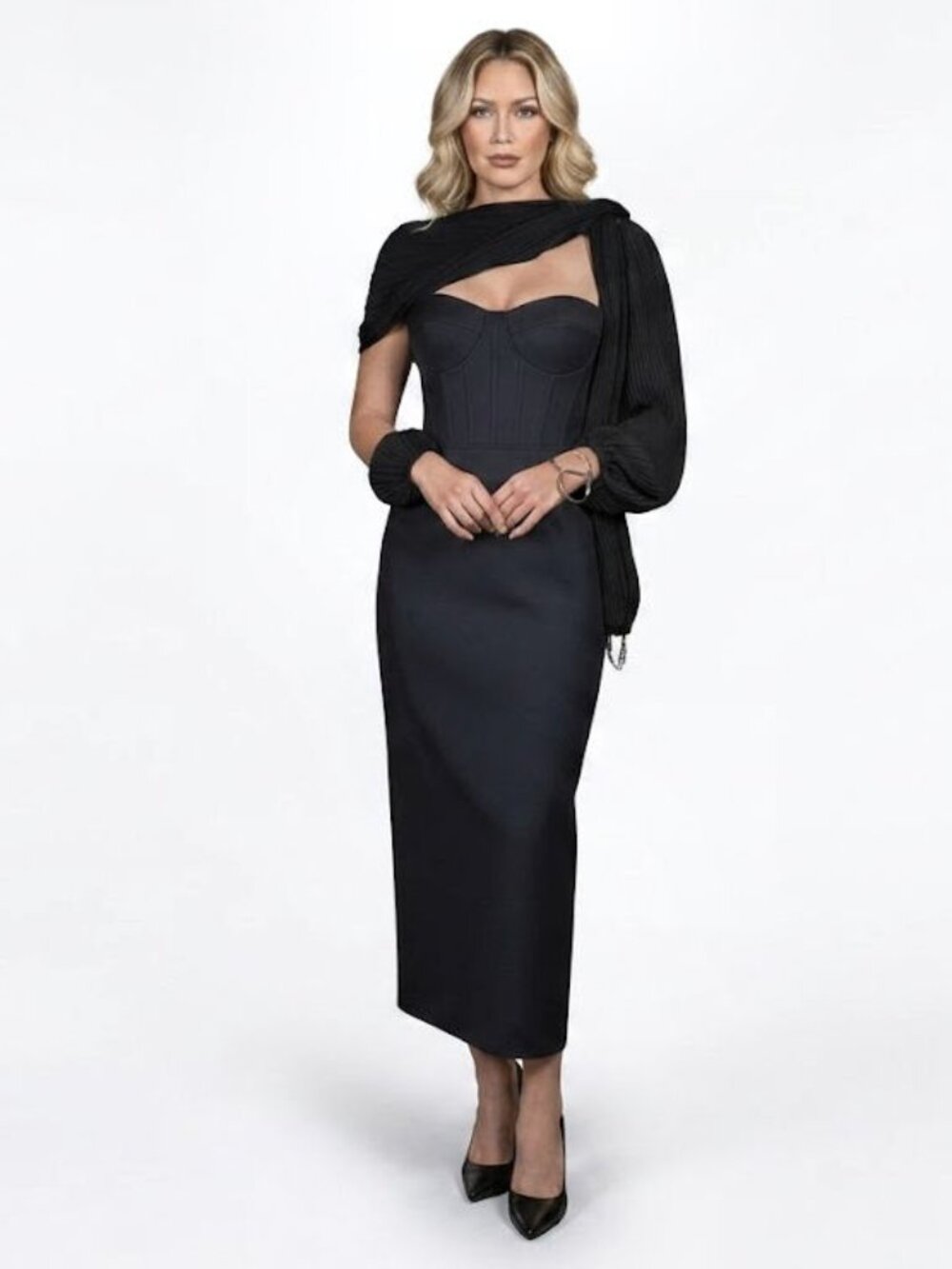 Gabriela Hearst Kyteler Embellished Off The Shoulder Dress, Navy, Womens Size 40